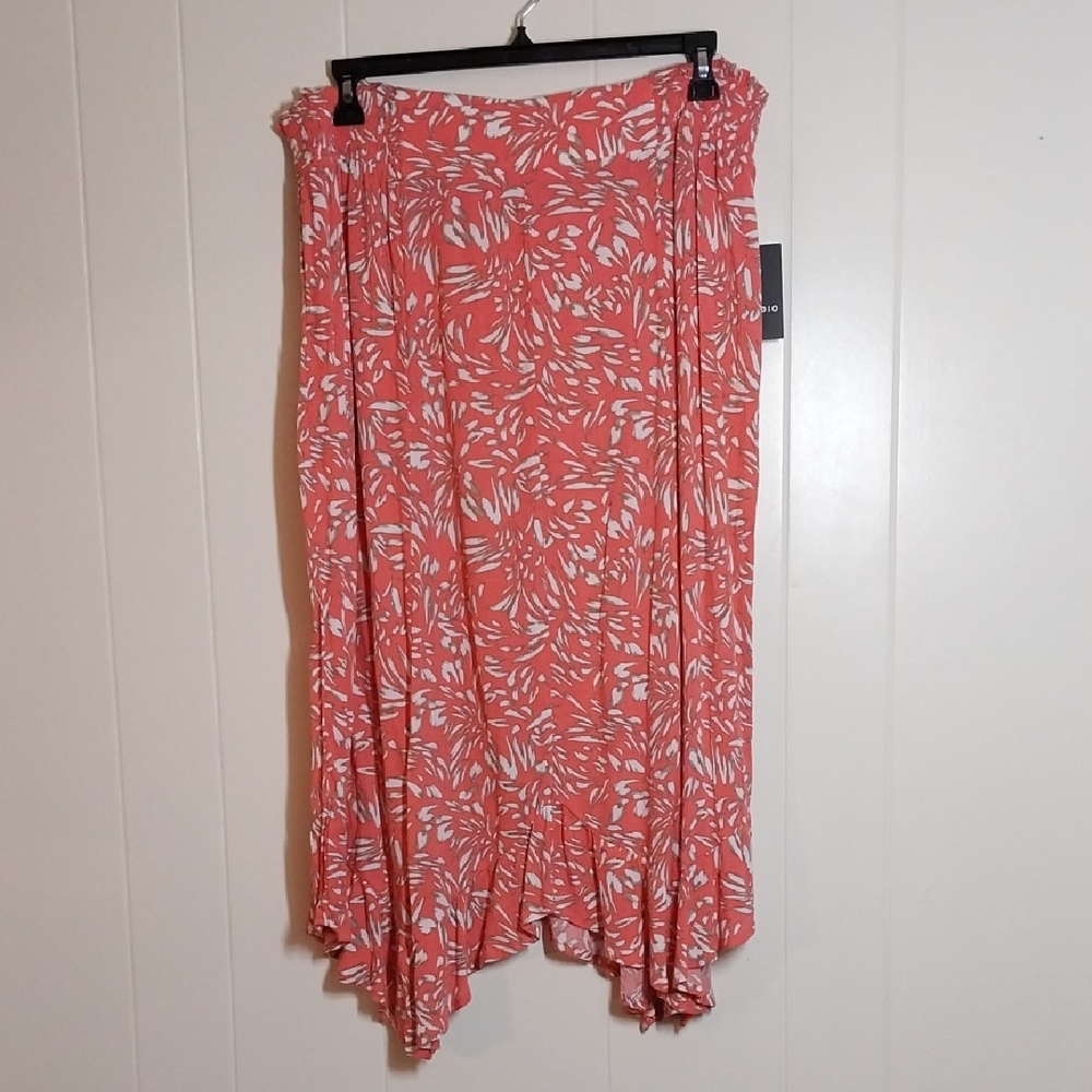 I.N. Studio Rayon Asymmetrical Hem Midi Skirt 2X NEW